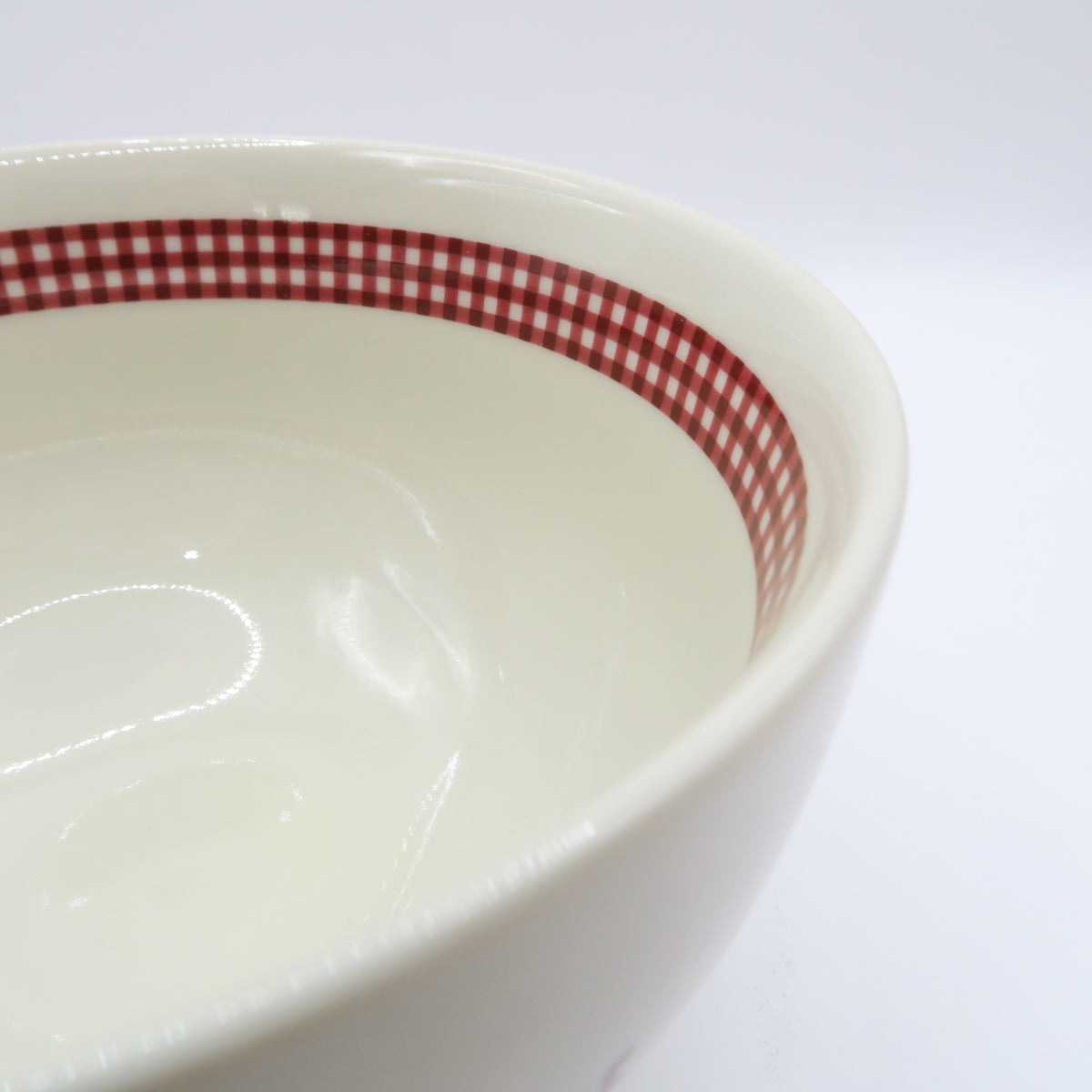 ピンクハウス★チェック柄ボウル ロゴ入 陶器 小どんぶり 皿 ギンガムチェック アイボリー系 so344