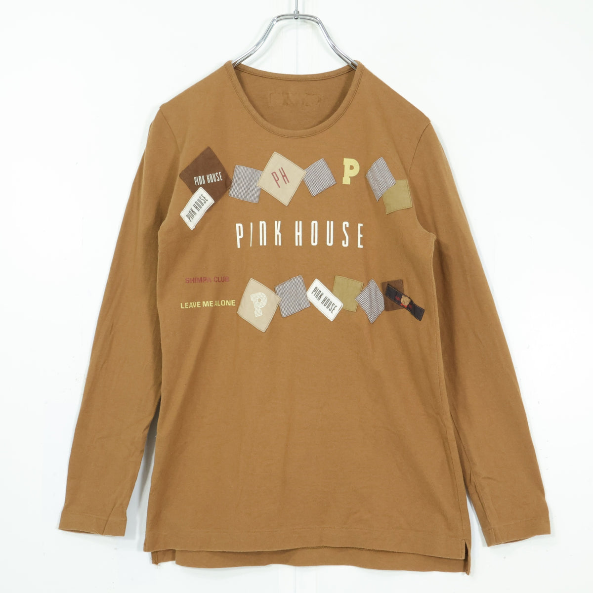 ピンクハウス★ロゴワッペンたっぷり♪ 長袖カットソー サイズM ブラウン系 z22348