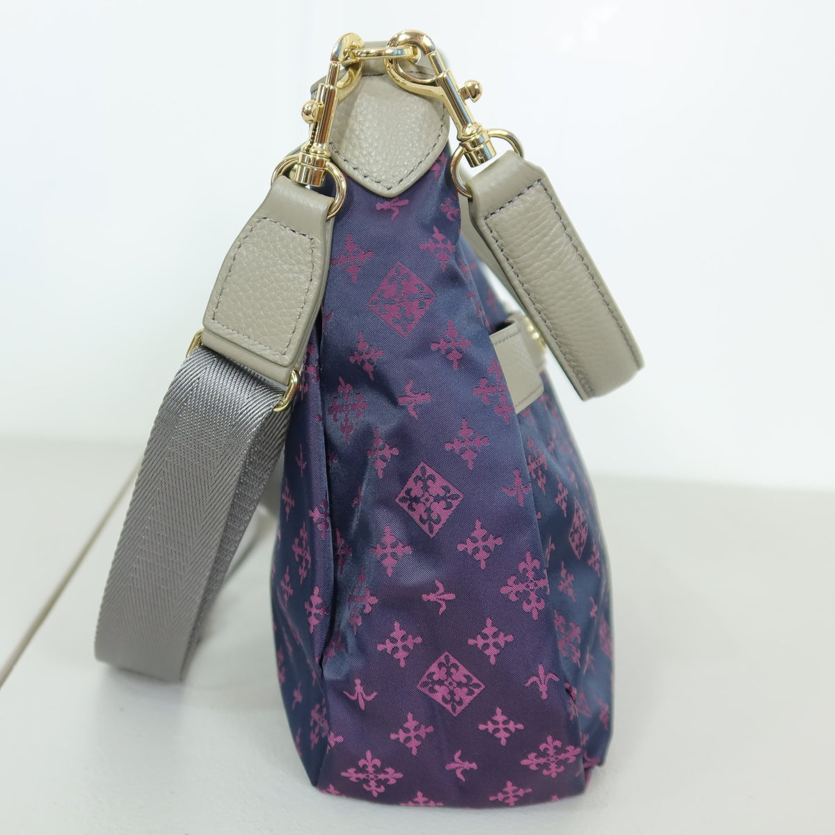【美品】ラシット ★斜め掛けok! 2WAYショルダーバッグ ネイビー×ピンク系　＊ba186