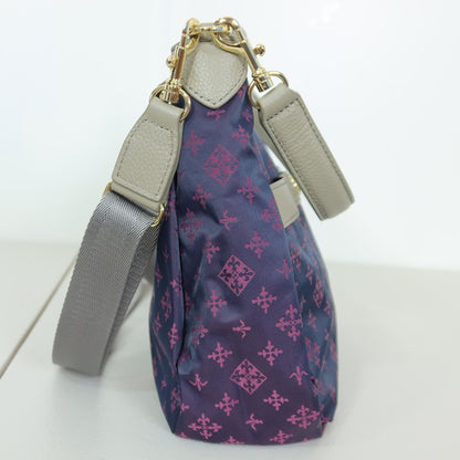 【美品】ラシット ★斜め掛けok! 2WAYショルダーバッグ ネイビー×ピンク系　＊ba186