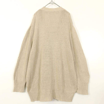 23区★シルク＆麻 混紡♪上質ニット Vネックカーディガン  ゆったりシルエット 大きいサイズ46 ベージュ系＊z12853